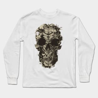 Papillon Skull Old Plate Long Sleeve T-Shirt